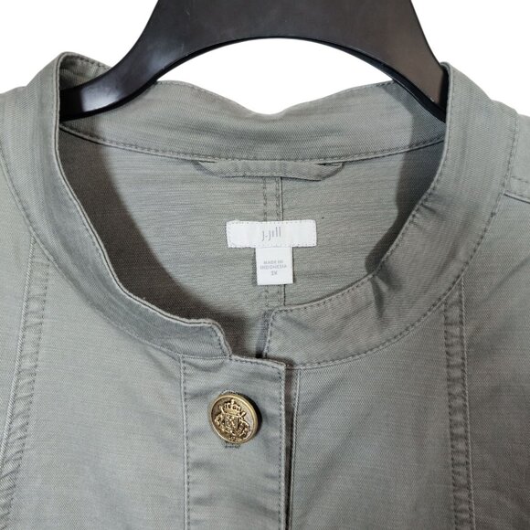 J.Jill Military Peplum Button Jacket Pockets Olive Women's Size 2X - Picture 5 of 8